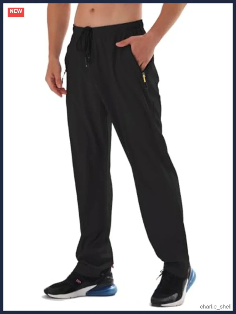 Men's Hiking Pants Water Resistant Quick-Dry Lightweight Sweatpants with Zipper